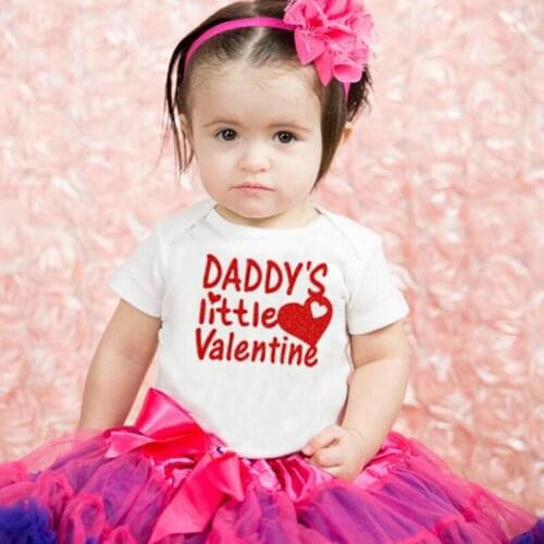 Daddys Little Valentine Newborn Baby Girl Valentine Rompers Infant Toddler Baby Girls Valentines Day Party Jumpsuit Love Outfit