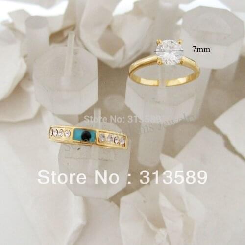 Foromance/ TWO RINGS AS ONE TOP QUALITY - YELLOW GOLD OVERLAY EVIL EYE CZ STONE RING SZ 7/ GREAT GIFT