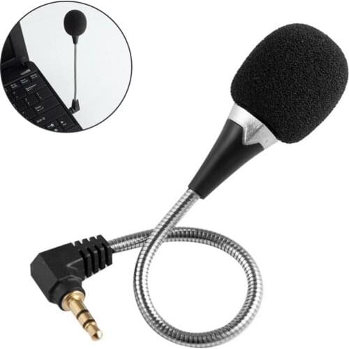 Mini Flexible 3.5mm Metal Interface Microphone Mic Bent Head Reduce Noise Record Microphone for PC Laptop Notebook Sound Card