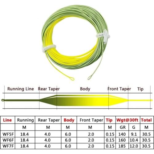 Hyaena 100FT length Fly Line Weight Forward Floating Line Royal Green/Gold Floating Fly Fishing Line 2 Welded Loops