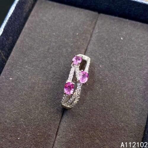 KJJEAXCMY fine jewelry 925 sterling silver inlaid natural pink sapphire new ring vintage girls ring support test