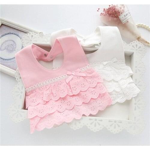 1Pcs Infant Clothes Accessories Lace Bow Cotton Burp Cloth Cute Korean Style Saliva Towels Baby Girl Bibs 2 Colors