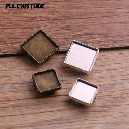 10pcs 12/15mm Inner Size Square Leather Slider Beads Two Color Blank Cabochon Setting Diy Bracelets Making P6685