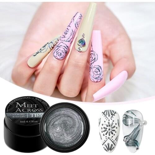 Metal Effect Nail Gel Rose Gold Silver UV LED Draw Painting Stamping Nail Art Color Gel Polish Manicure Long Lasting Gel Vernish
