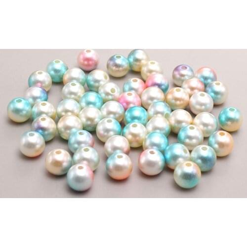 MHS.SUN N13 Lt Blue Rainbow Color ABS Plastic Pearls 3mm-12mm Loose Round Beads Imitation Pearls With Hole For Jewelry Handcraft