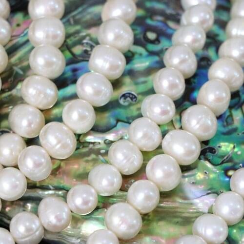 Fashion 6-7mm beautiful white natural freshwater cultured pearl round loose beads diy classical Jewelry making 15 inches GE4523
