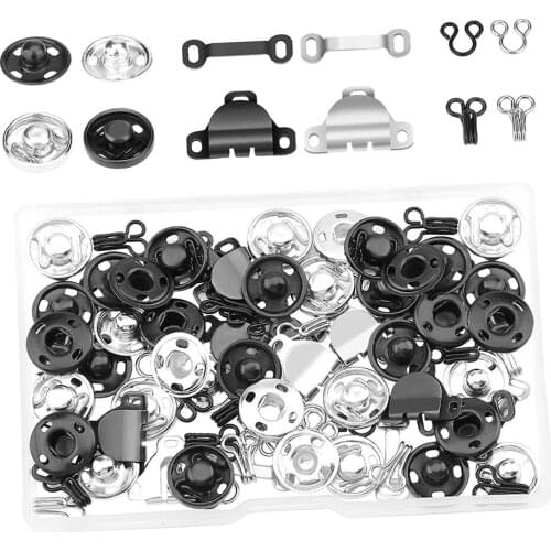 50 Pairs Sewing Hooks Eyes Closure Snap Buttons Kit Garment Sewing Accessories for Trousers, Skirt, Dress, Bra Sewing DIY Craft