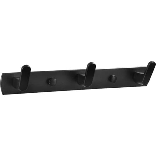 3-Hook Wall-Mounted Black Coat Rack Row Hooks for Kitchen and Bathroom Wardrobe Fitting Rooms