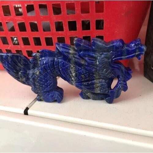 Natural rock hand carved dragon ornaments lapis lazuli crystal sculpture