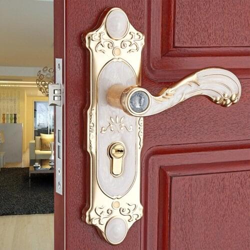 Cheaper fashion glass crystal live room book room door handles amber white indoor lock Mechanical handle lock bearing lock body