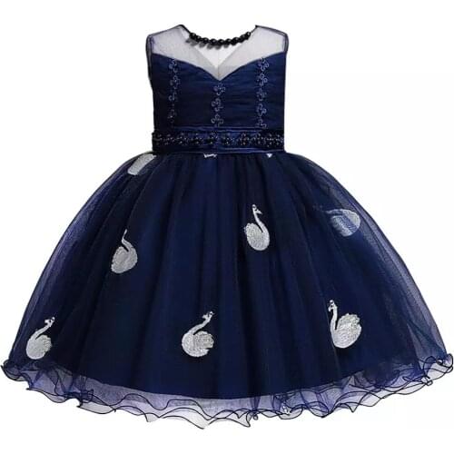 New Fashion Christmas Evening Dress For Girls Feather Wedding Dress Childrens Birthday Party Princess Dress For 3-10 Years Old