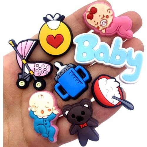 New Arrival 1PCS Baby Series Shoes Charms Cartoon Lovely BB Graden Shoe Accessories Babys Bottle Carriage Decoration Buckle