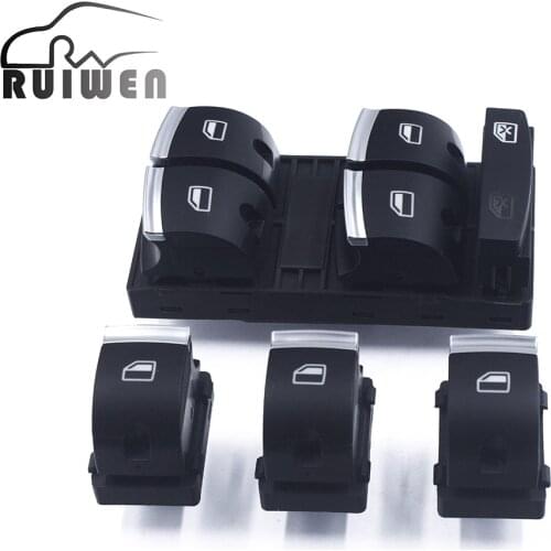 New Chrome Master Window Switch For Audi A3 8P A4 S4 RS4 B6 B7 A6 S6 RS6 C6 Q7 4F0959851H 4F0 959 851H Button Console