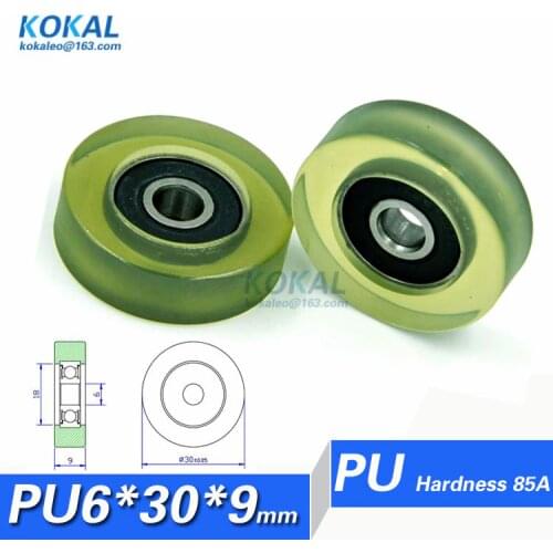 [PU0630-9]1PCS polyurethane PU low noise Vending machine bearing roller currency count manchine TPU rubber roller 6*30*9mm