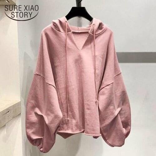 Plus Size Autumn New Korean Loose Long Sleeve Hooded Ins Hot Coats Lazy Wind Wild Top Solid Pullover Cotton Sweatshirts 12165