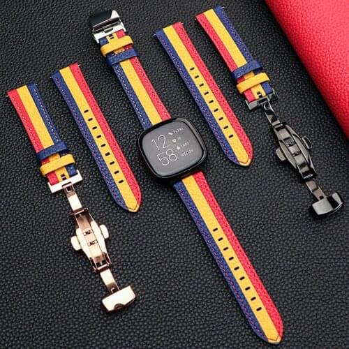 Genuine Cow Leather Strap for Fitbit Versa 3/Sense Soft Leather Watch Band Bracelet for Versa 3 Band Wristband