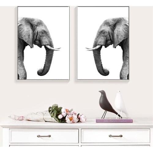 Modern Nordic Canvas Art Painting Black White Elephant Print Animal Wall Art Poster Living Room Bedroom Home Decor Painting