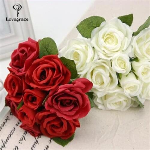 Wedding Bouquet Polyester Rose Holder Wedding Flowers Bridal Bouquet Artificial Bridesmaid Accessories Wedding Bouquet Lovegrace