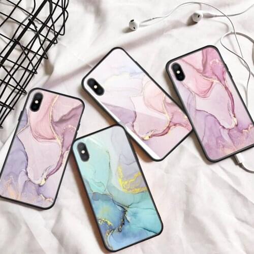 Vintage Marble golden pattern Phone Case Tempered glass For iphone 5C 6 6S 7 8 plus X XS XR 11 PRO MAX protective coque