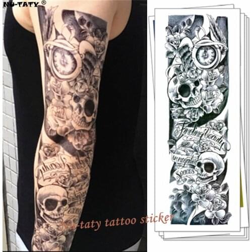 Nu-TATY "The Curse of Beauty" Full Sleeve Temporary Body Art, 48*17cm Flash Tattoo Stickers, Waterproof Adult Sex Products Henna