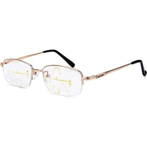High Quality Half Rim Progressive Multifocal Lens Reading Glasses For Women Men Presbyopia Lens Metal Glasses Magnifier Gafas N9