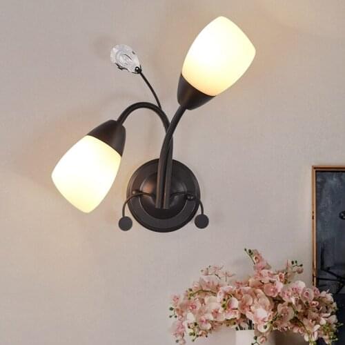 Double head iron led wall lamp North European and American corridor bedroom bedside loudspeaker wall lamp