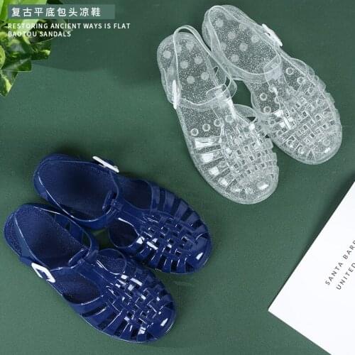Large Size Sandals Straps Flat Summer Shoes Woman Clear Heels Round Toe Breathable Suit Female Beige Big Without Fashion Retro
