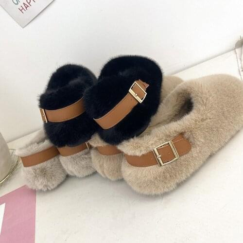 Shoes Ladies' Slippers Loafers Slipers Women Luxury Slides Fur Flip Flops Flat 2020 Designer Plush Fashion Cotton Fabric with