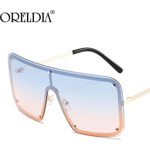 Oversized Women Gradient Sunglasses 2021 Fashion Rimless Metal Female Shades Luxury Brand Designer Personality Eyewear UV400