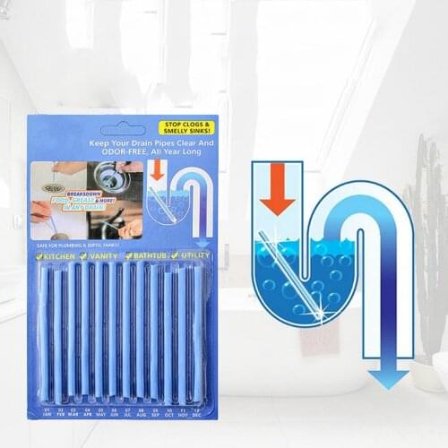 12PCS Pipe Cleaning Rod Decomposes Hair and Waste in the Pipe Sink Plug Tool Pipe Cleaner Bathroom Tools