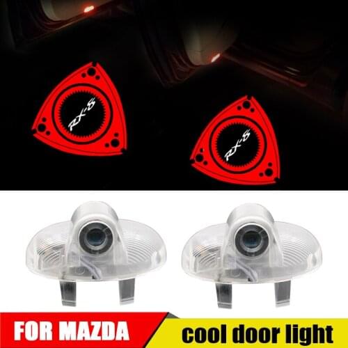 2pcs Car Logo Door Light For MAZDA RX8 MAZDA 6 MAZDA 8 RX-8 MAZDASPEED CX-9 Emblem LED Courtesy Light Car Atmosphere Lamp