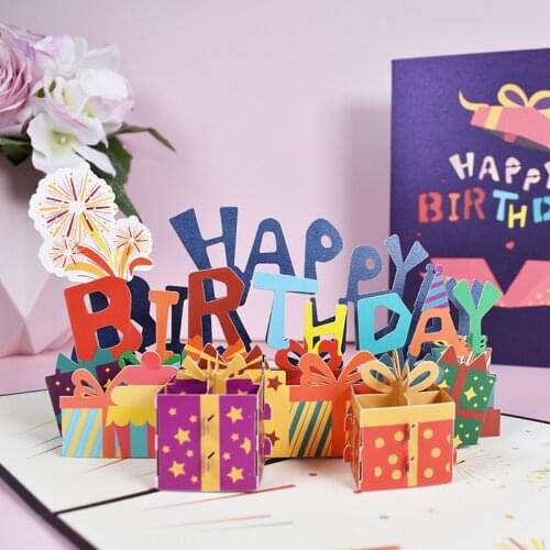 Birthday 3D Greeting Card HAPPY BIRTHDAY Handmade Laser Universal Pop Up Card with Envelope for Girl Kids Wife Birthday