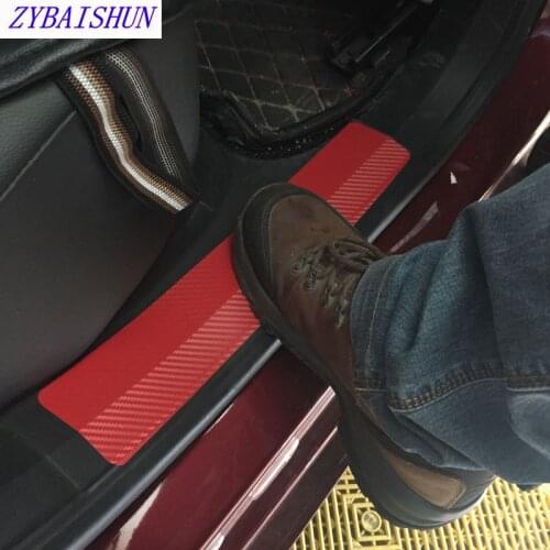 4pcs Carbon Fiber Look Car Door Shield Anti-Scratch Protector Extractors Car Anti-kick Sticker for Cadillac XTS SRX ATS CTS/Ren