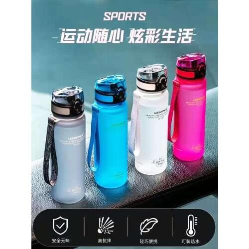 500ml BPA FREE Tritan Plastic Water Bottles With Portable Rope Travel Tea Cup Large Capacity Matte Water 1000ml 650ml 350ml