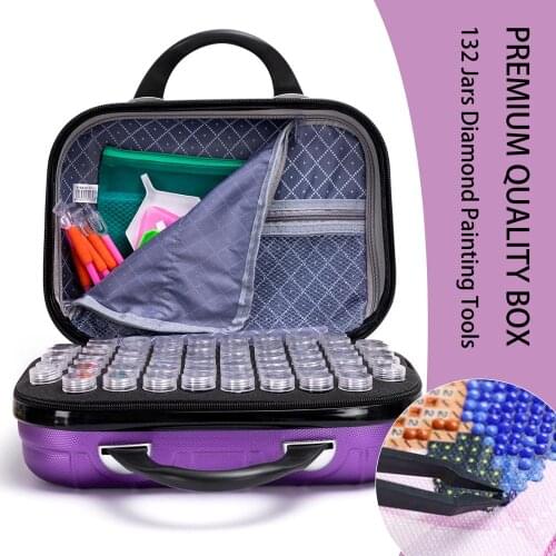 5D diamond crafts container, 132 diamond embroidery tools, embroidery storage box, cross stitch suitcase, hobby, storage box