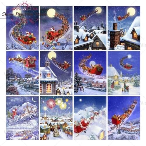5D DIY Diamond Painting Christmas Santa Claus Handicraft Kit Full Square Round Drill Christmas Winter Scenery Diamond Embroidery