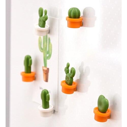 6PCs/Set Home Decoration Fridge Magnets Cute Cactus Succulent Plant Magnet Button Cactus Refrigerator Message Sticker