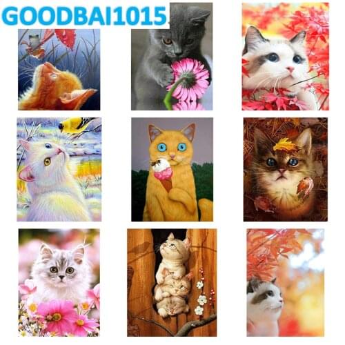 New DIY 5D Diamond Painting Cute Cat Cross Stitch Kits Mosaic Diamond Embroidery Full Square Round Drill Home Decor