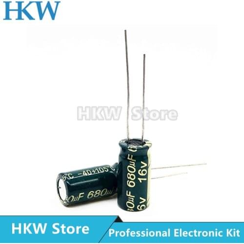 20pcs/lot 680UF 16V 8*12mm 8*16mm High Frequency Low ESR / Impedance Aluminum Electrolytic Capacitor 680uf16V 8X12 20