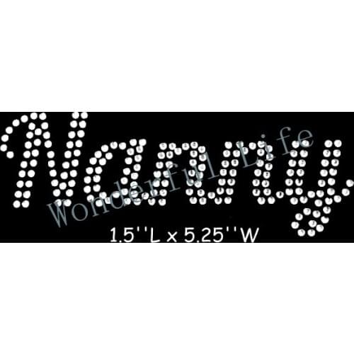 Free shipping Beautiful Nanny words Rhinestone Transfers Motifs Design Image Crystal Transfers Motifs