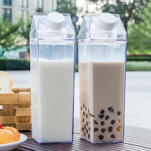 Juice Water Cup 500ML Cute Transparent Clear Milk Furit Water Bottle Fashion Plastic Strawberry Transparent Milk Box Shape Norbi