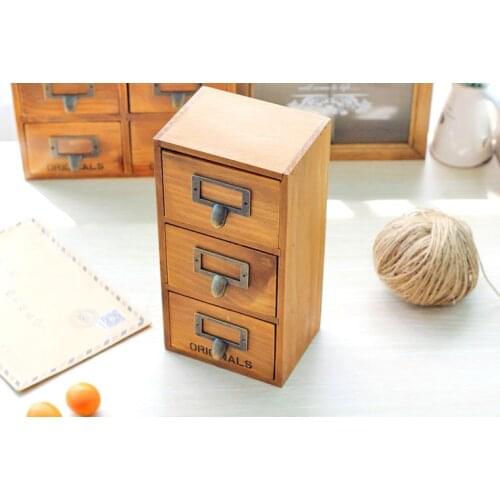 1PC Zakka multi drawer type wooden grocery retro wood storage box finishing hot selling JL 0948
