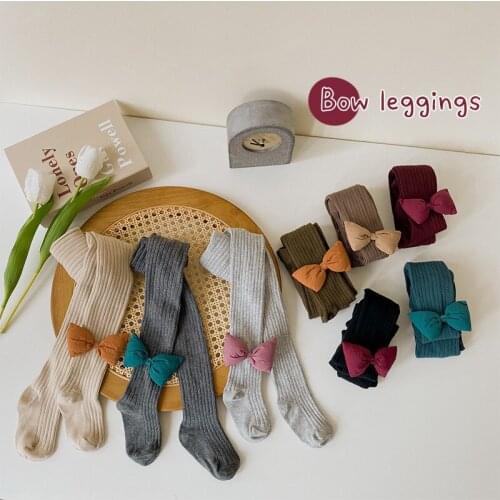 0-7 Years Kids Spring Autumn Tights Stockings Cotton Girl Winter Dancing Bowknot Girls Pantyhose Children Infant Knitted Tights