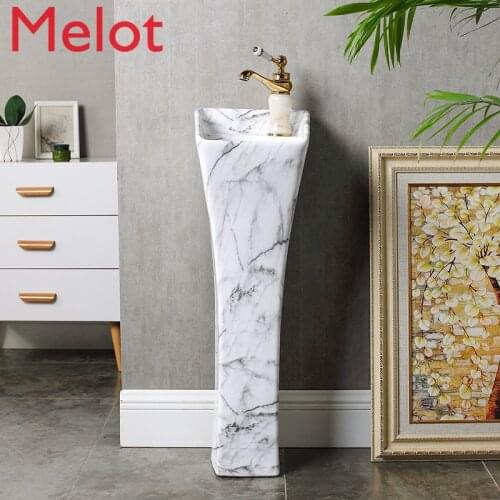 Ceramic Pedestal Washbasin Wash Basin Integrated Basin Floor Pedestal Basin Small Toilet Vertical Pedestal Basin