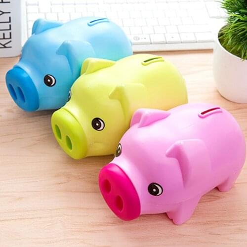 Coin Money Box Kids Gifts Saving Cash Portable 3 Color Home Decor Cute Cartoon Animals Plastic Piggy Bank Children