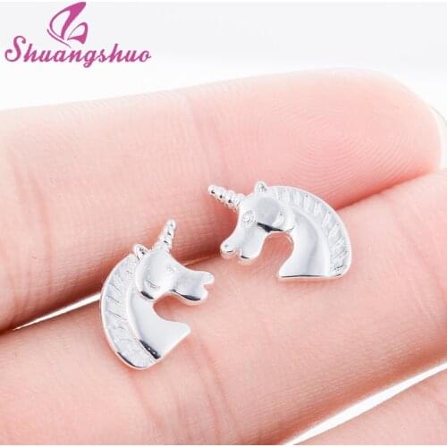 Shuangshuo Korean Earrings Female Unicorn Stud Earrings for Women Horse Earing Animal Jewelry Gifts oorbellen boucle d oreille