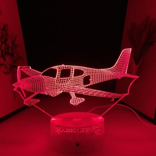 Propeller Plane Model 3D LED Lamp Multiple Color Changes With Remote Control Home Bedroom Desk Decoration for USB Charging