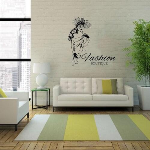 Clothing Boutique Wall Sticker Fashionable women Dress Wall Decal Home Decor Interior Removable Poster Vinyl Mural DW4374