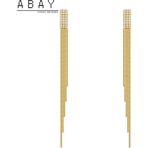 Fashion Hot Sale Long Tassel Earrings Women Temperament Rhinestone Simple Versatile Cool Wind High Quality Female Ear Pendant