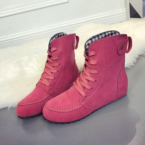 2021 Autumn and Winter New Style Flat Boots Round Toe Lace Up Chelsea Boots Foreign Trade Plus Size Womens Boots